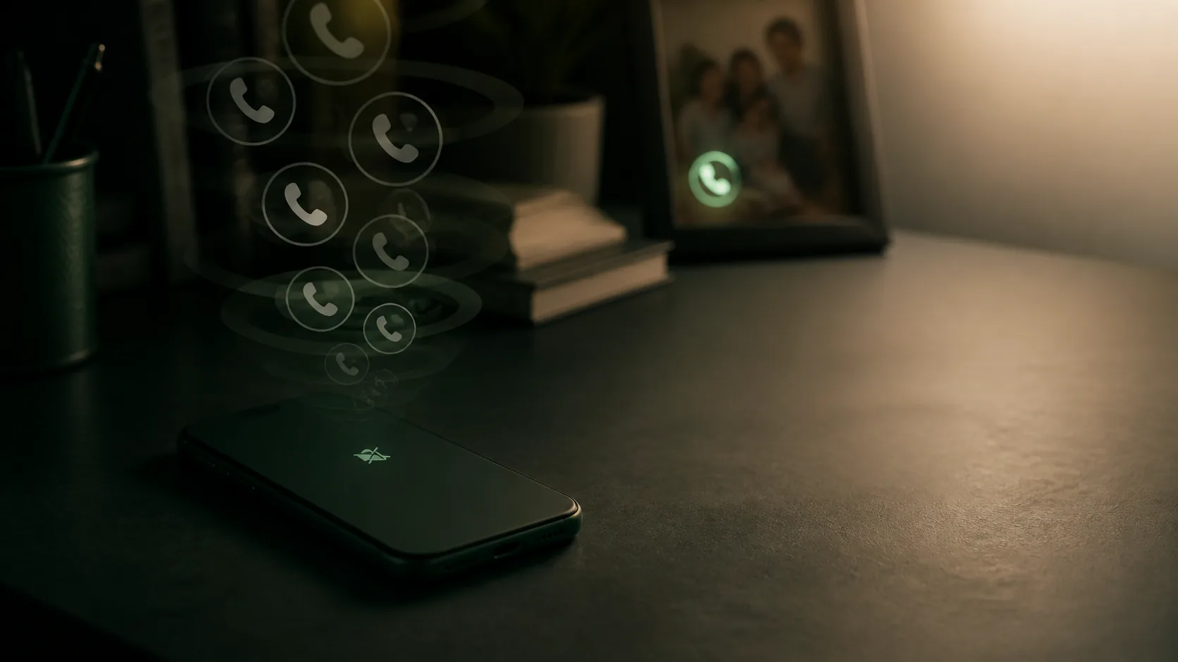 Telefone no silencioso enquanto chamadas importantes e desconhecidas se misturam